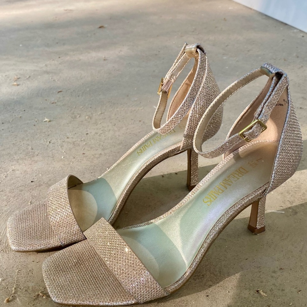 Dream Pairs Women's Gold Ankle Strap Heels